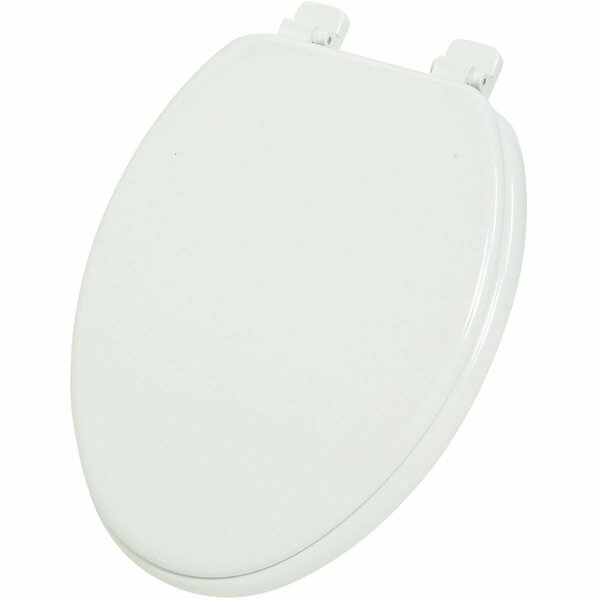 Home Impressions Elongated Closed Front White Wood Toilet Seat WMS-19-R1-W